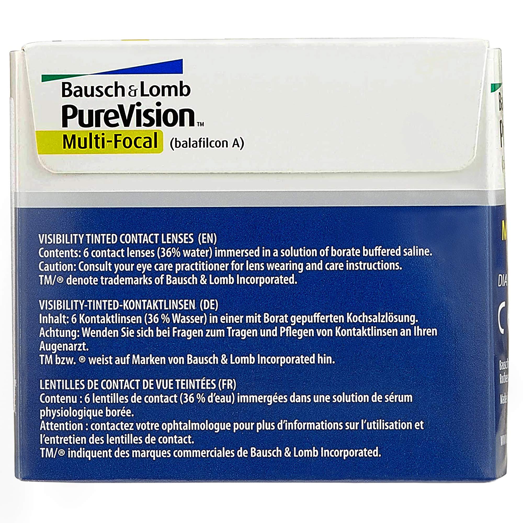 Bausch + Lomb Purevision Multifocal Monatslinsen, Gleitsicht-Kontaktlinsen, weich, 6 Stück BC 8.6 mm / DIA 14 / 1.75 Dioptrien / ADD High