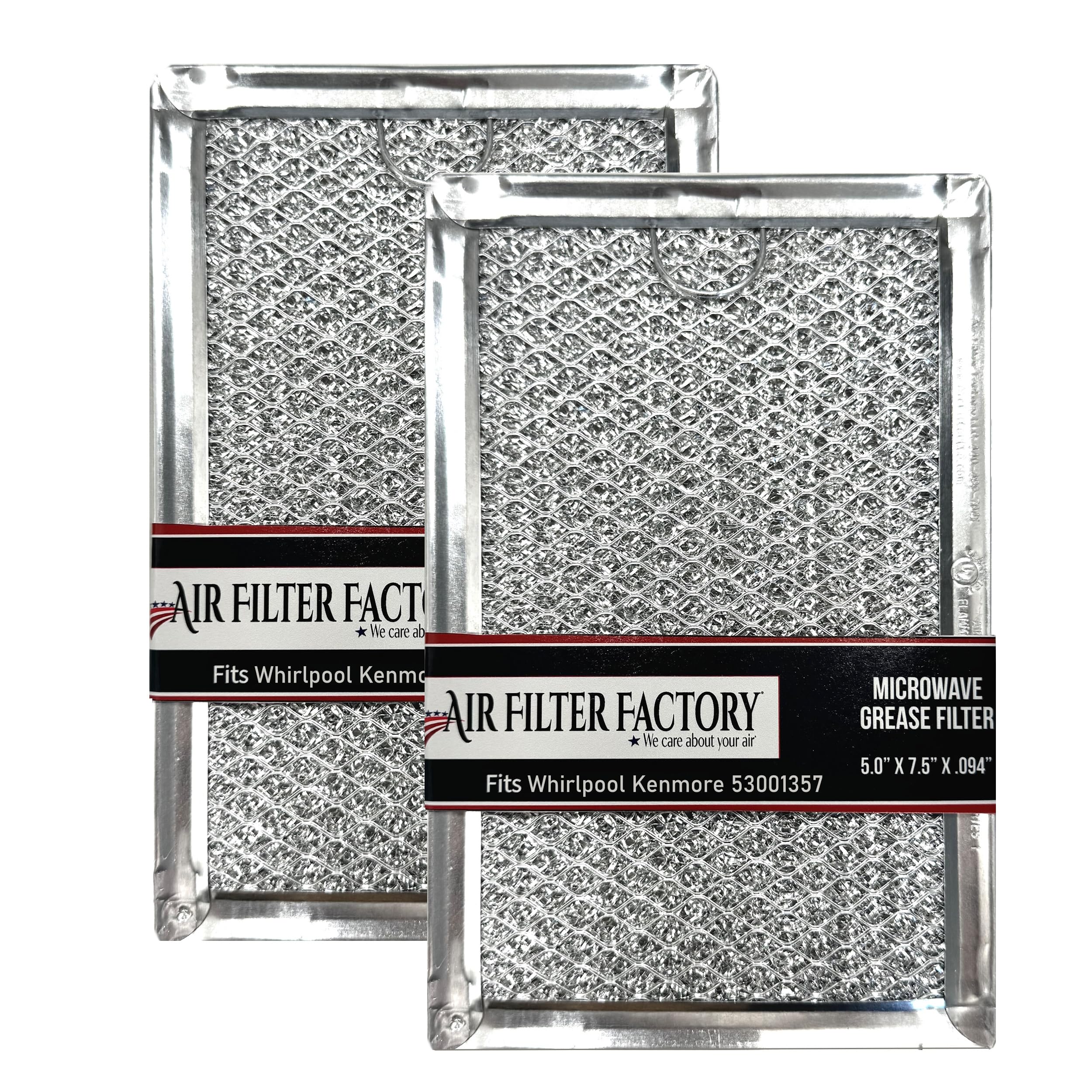 Air Filter Factory Replacement for Whirlpool Kenmore Maytag 53001357 Microwave Oven Aluminum Grease Filters 2-Pack