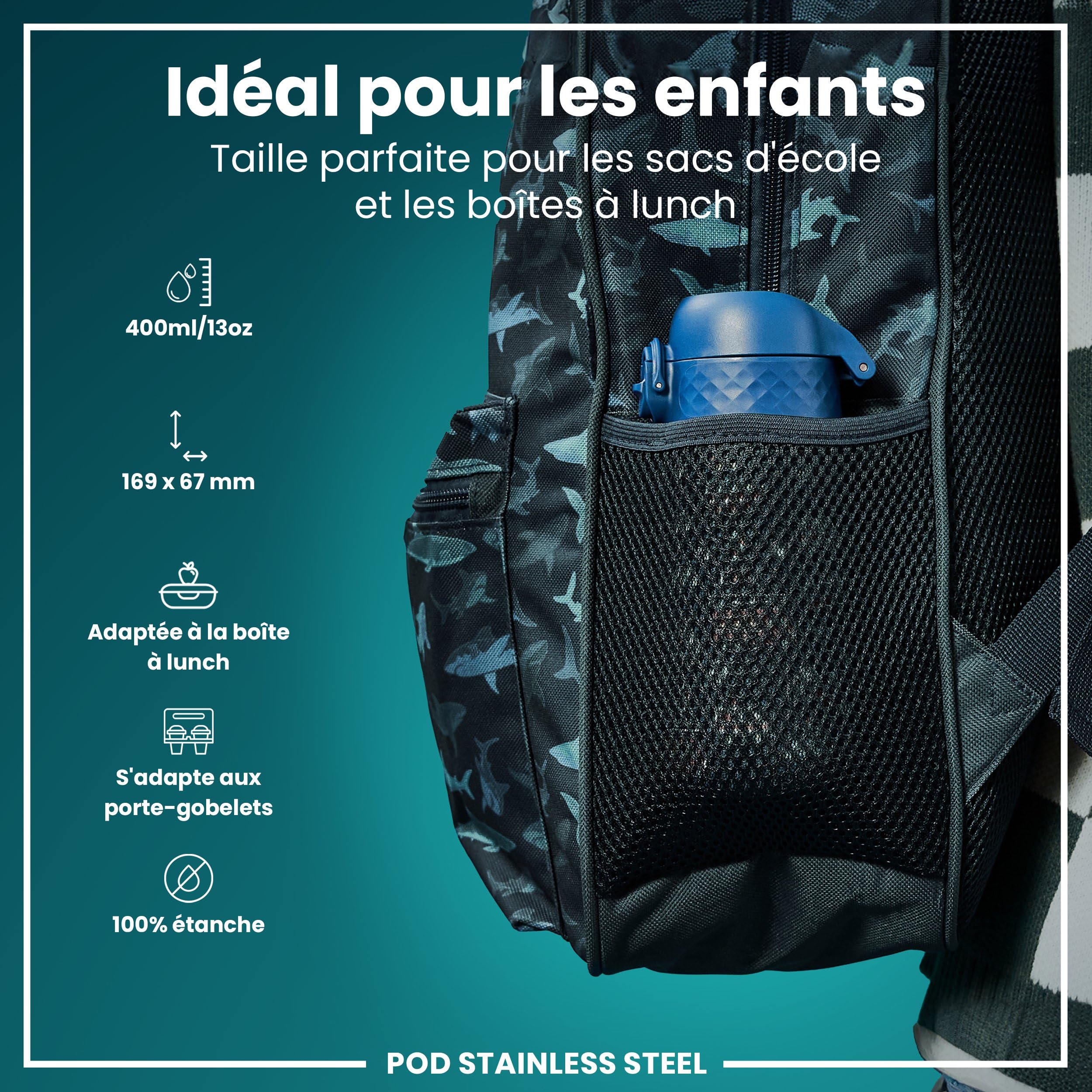 Ion8 Gourde Enfant Inox 400ml Anti-Fuite Acier Inoxydable Véhicules De Secours