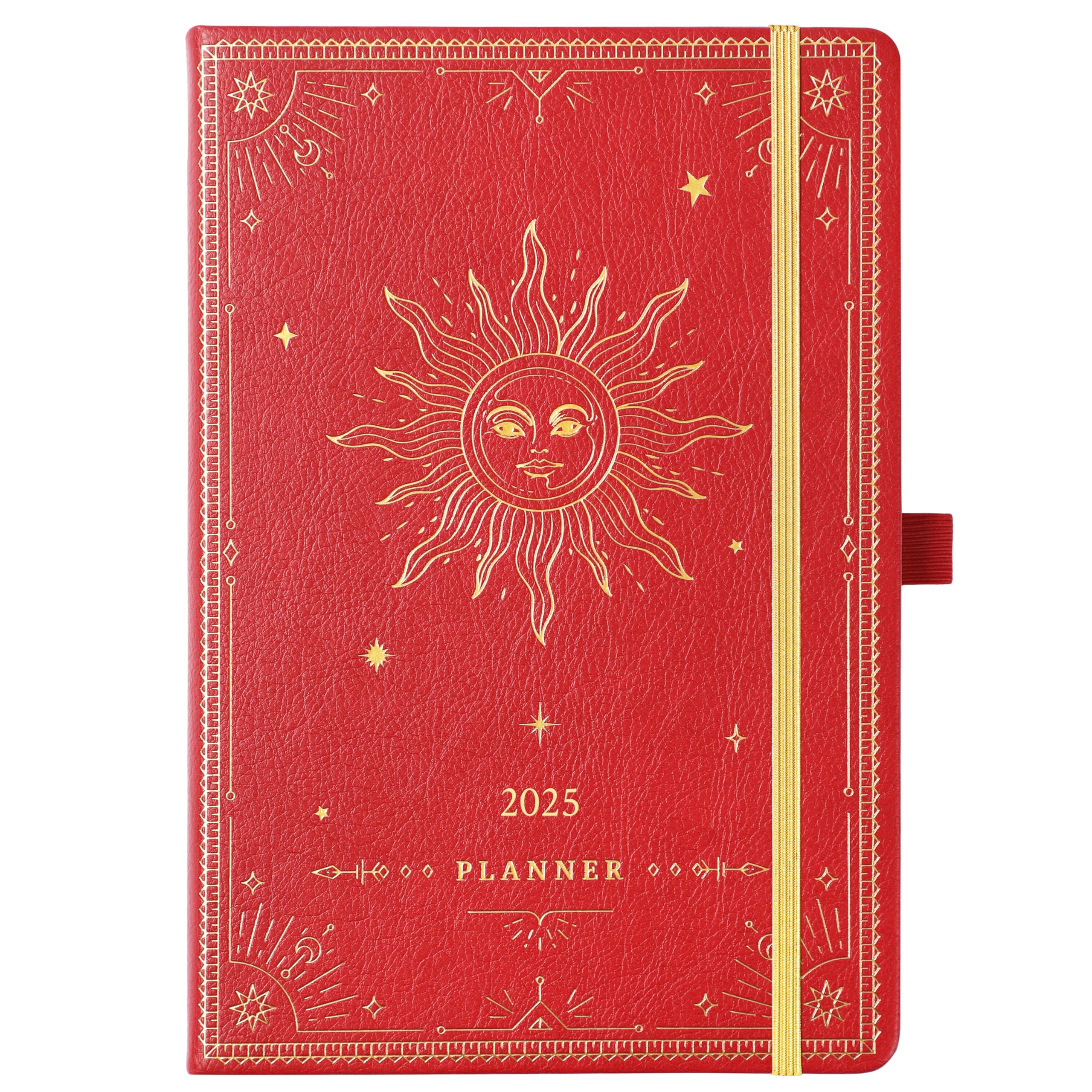 2025 Planner - 2025 Weekly Monthly Planner, January 2025 - December 2025, 5.75" x 8.25", Faux Leather Planner 2025 with Back Pocket & 40 Notes Pages - Red