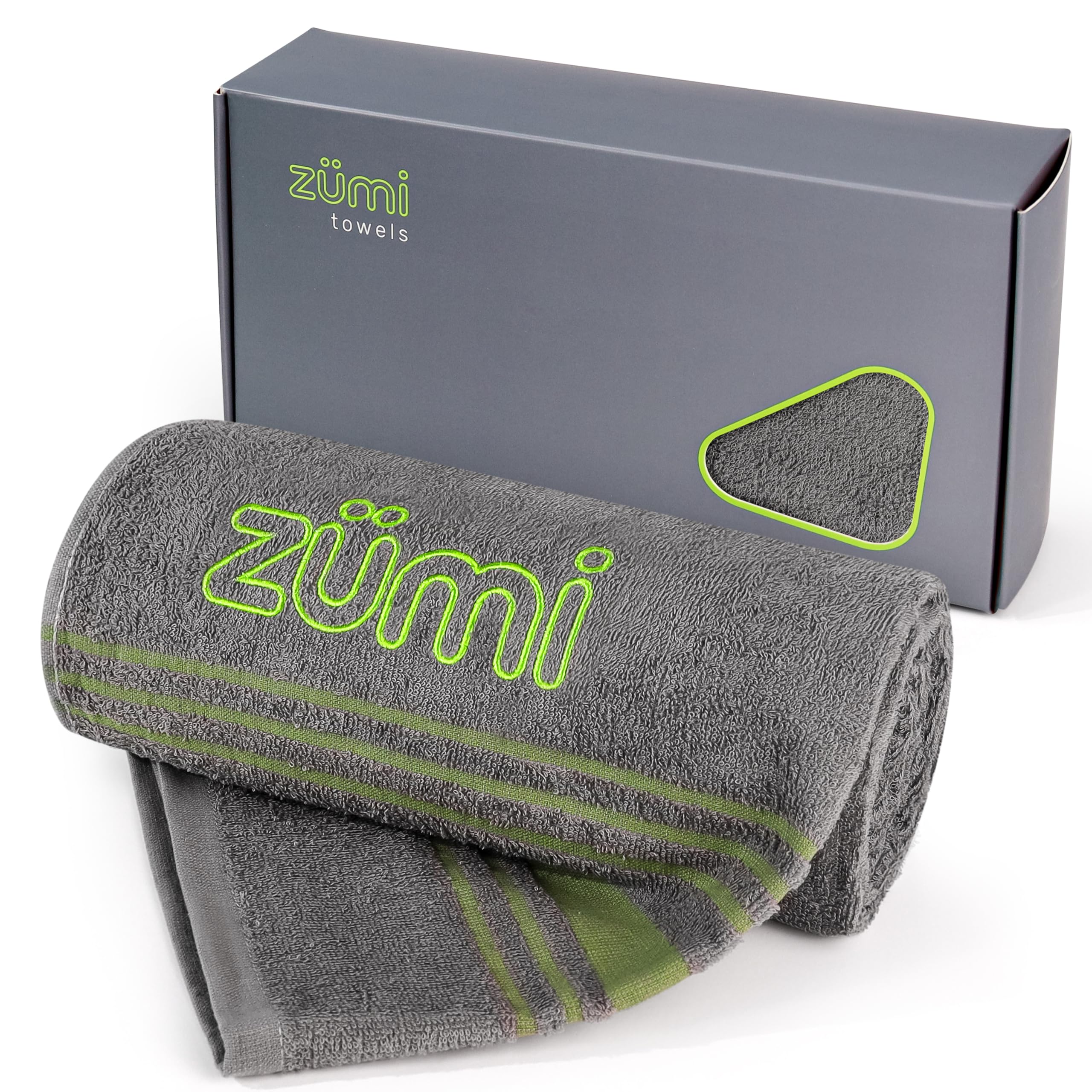 Zumi 100% Cotton Quick Dry Large Travel Towel - Soft, Thin, Compact, Highly Absorbent, Lightweight Camping Towel for Beach, Gym, Bath, Shower, Swimming, Dorm, RV - Gray