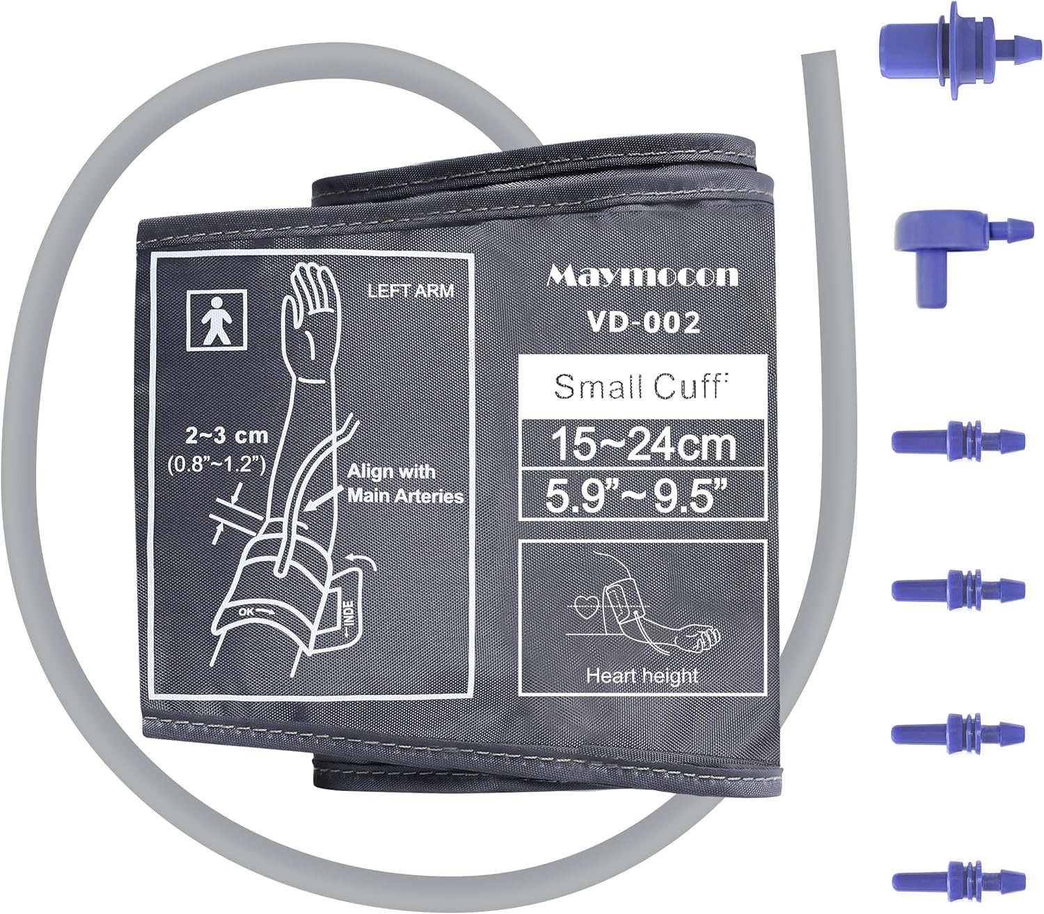 Pediatric Blood Pressure Cuff – Small Size (5.9-9.5 Inch Arm Circumference) for Kids & Women, Compatible with Omron & Most Brands, Includes 6 Connectors