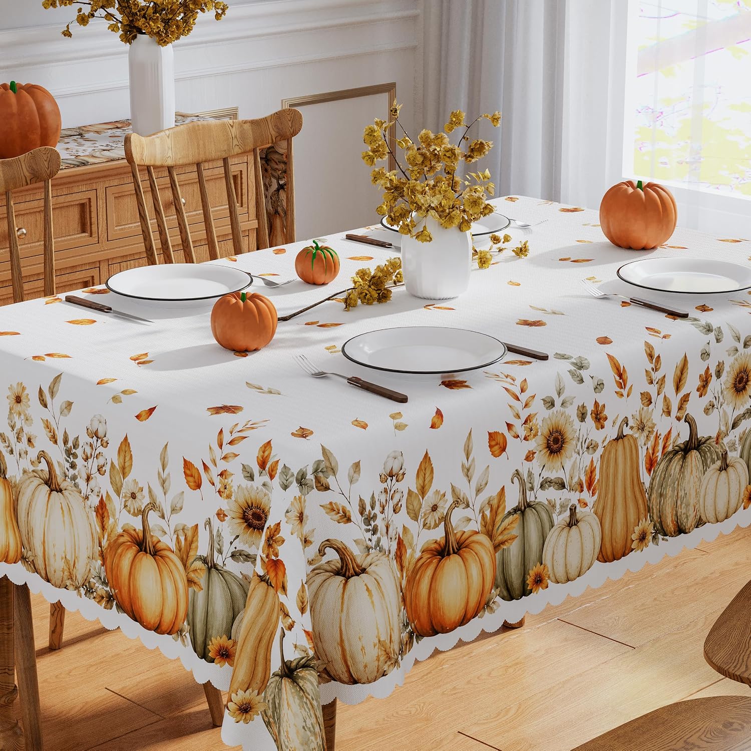 Siilues Fall Tablecloth Rectangle 52x70 Inch Thanksgiving Home Party Decor