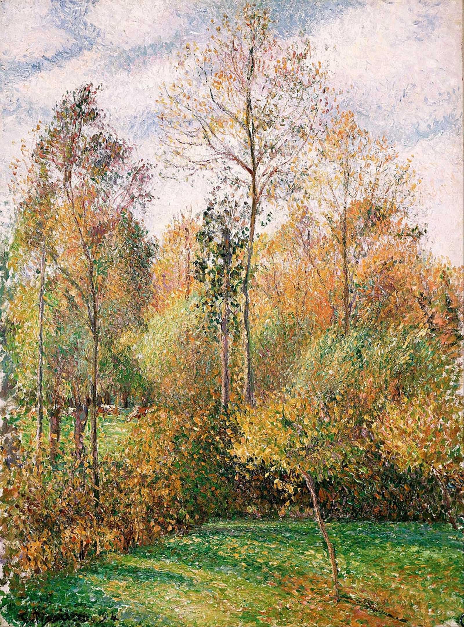 POSTERIIk Vintage Print Pop Art Landscape Artwork Automne Peupliers Eragny by Camille Jacob Pissarro Art Prints for Office Home Decor 60x90cm