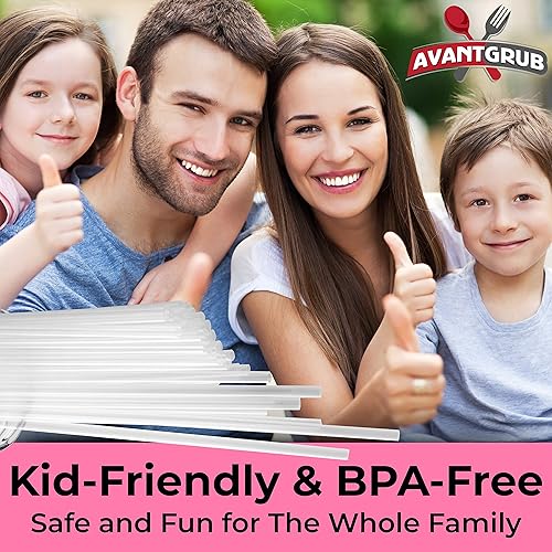 Miniatura 3 de Pajitas de cóctel transparentes duraderas y reutilizables de 7.75 pulgadas, 100 unidades. Envueltas individualmente para protección contra gérmenes