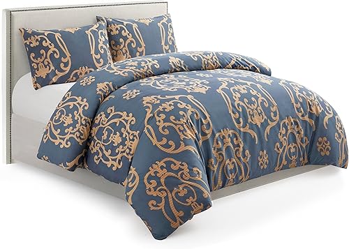 Miniatura 8 de Marina Decoration Juego de funda de edredón de 3 piezas con 2 fundas de almohada, con estampado de rayón de bambú ultra suave y sedoso para todas