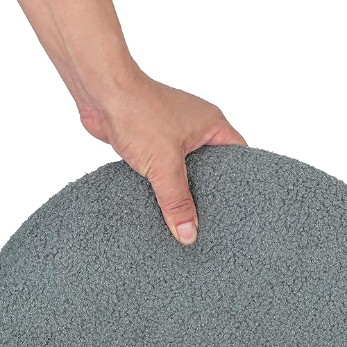 Miniatura 5 de Homebeez Otomana redonda de terciopelo, silla de tocador, mesa auxiliar pequeña, taburete de pasillo para sala de estar y dormitorio, gris