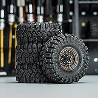Vista 6 de Juego de neumáticos de rueda Beadlock de 1.0 de latón con revestimiento negro INJORA para Axial SCX24 AX24 TRX4M FCX24, actualización 124 118