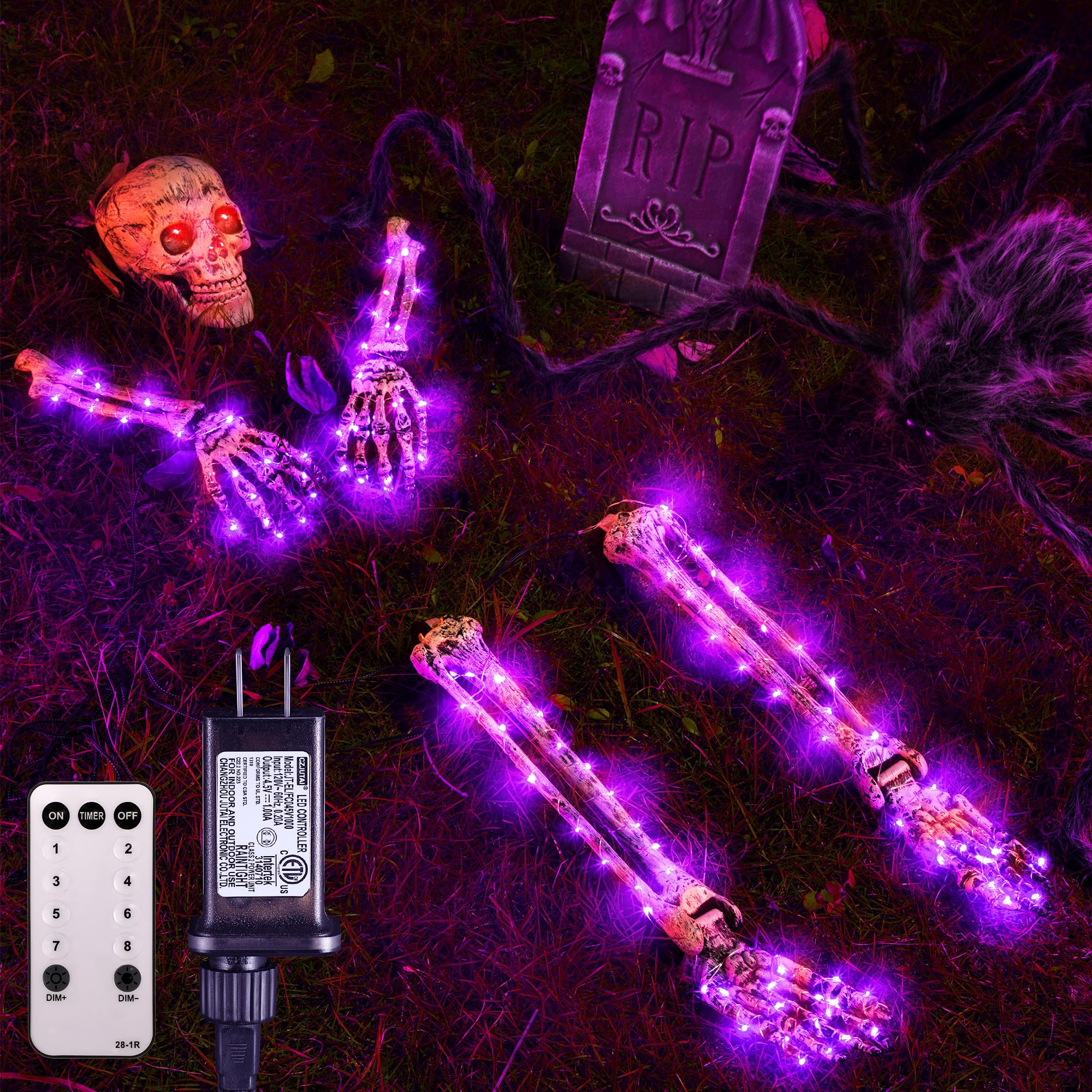 Led Skeleton Decorations Halloween Skeleton Yard Decoration, Graveyard Decorations with 8 Mode ...