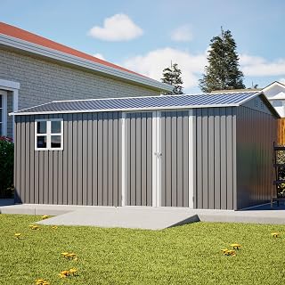 Thanaddo 14-by-10-foot metal outdoor storage shed