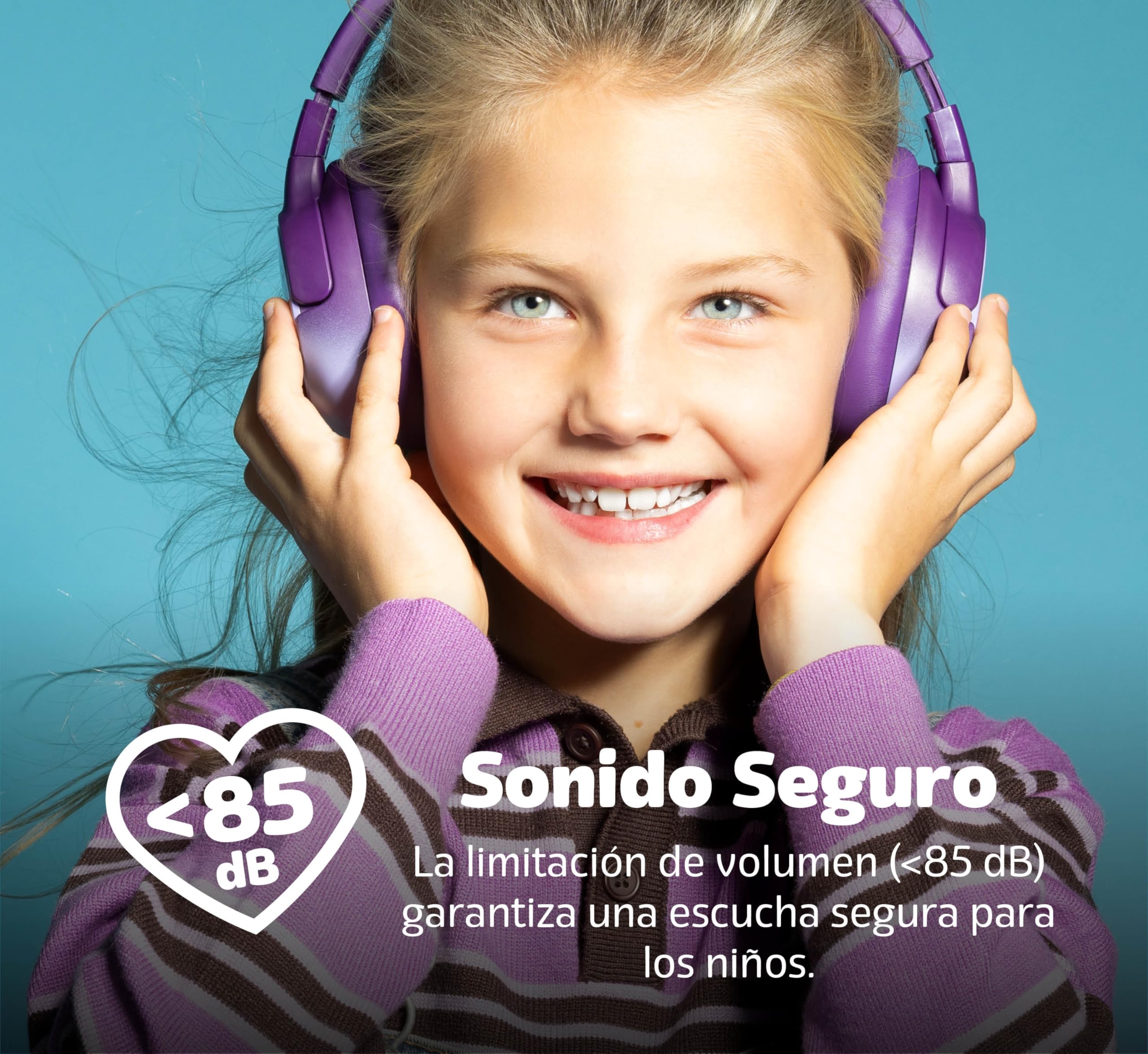 Fresh 'n Rebel Clam Junior, Auriculares Bluetooth para Niños con Cancelación Activa del Ruido, Sonido Seguro (<85dB), con Cable de Audio y Pegatinas, Efecto de LED. 60h de reproducción (Dizzy Donut)