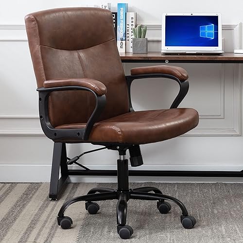Silla de oficina silla ergonómica de oficina silla de computadora ajustable con respaldo medio silla de escritorio de oficina silla de trabajo café