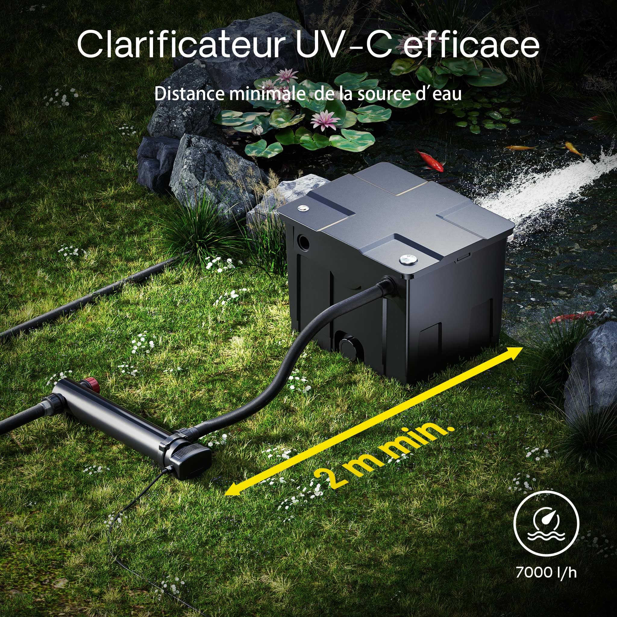 SunSun CUV-336 Stérilisateur UV Bassin 7000 l/h 36 W Miroir INOX