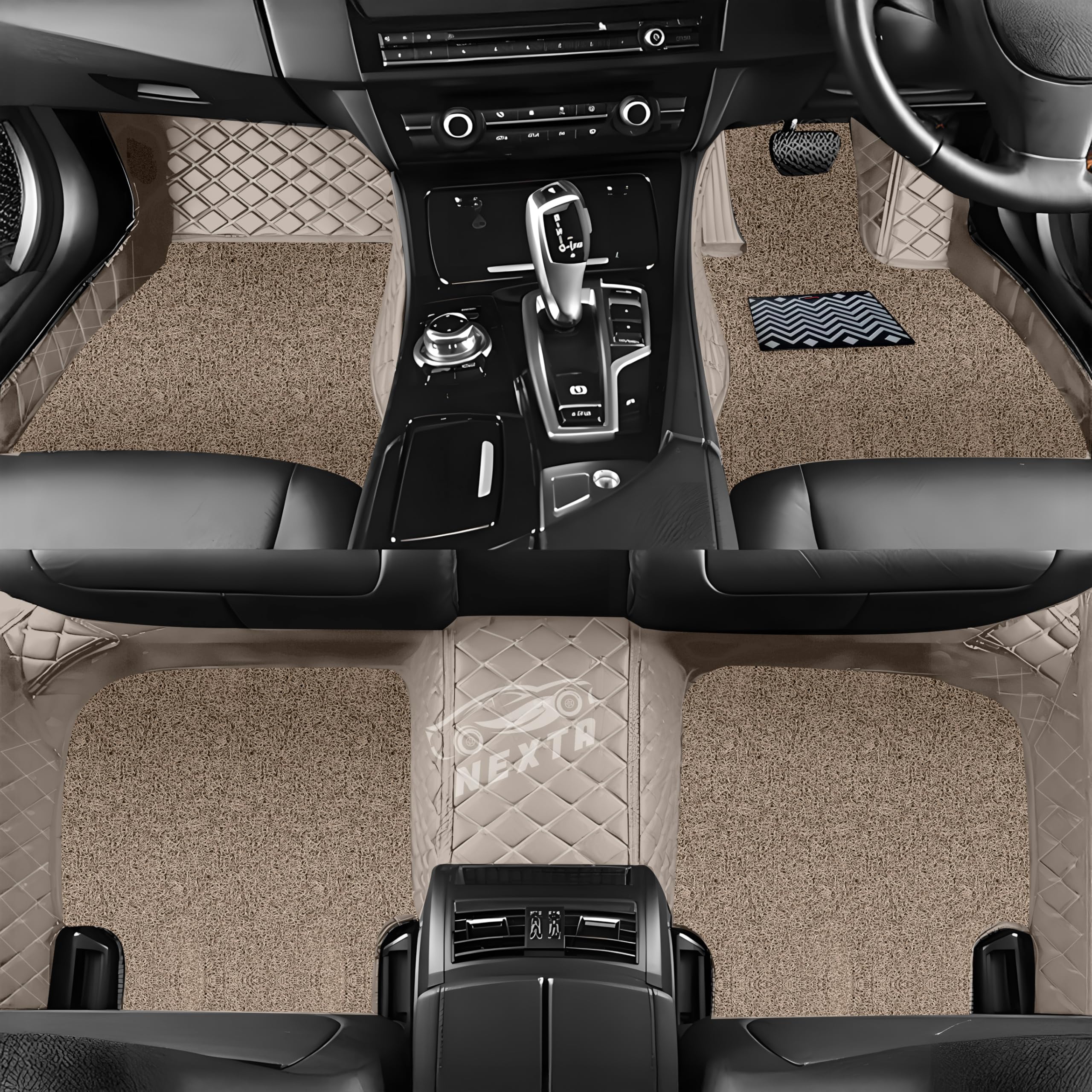 - Premium 7D Car Floor Mat Full Set for MG Windsor EV|| Luxury Leather with Grass Mat Complete Set || 100% Waterproof and Washable || Color : (Beige)