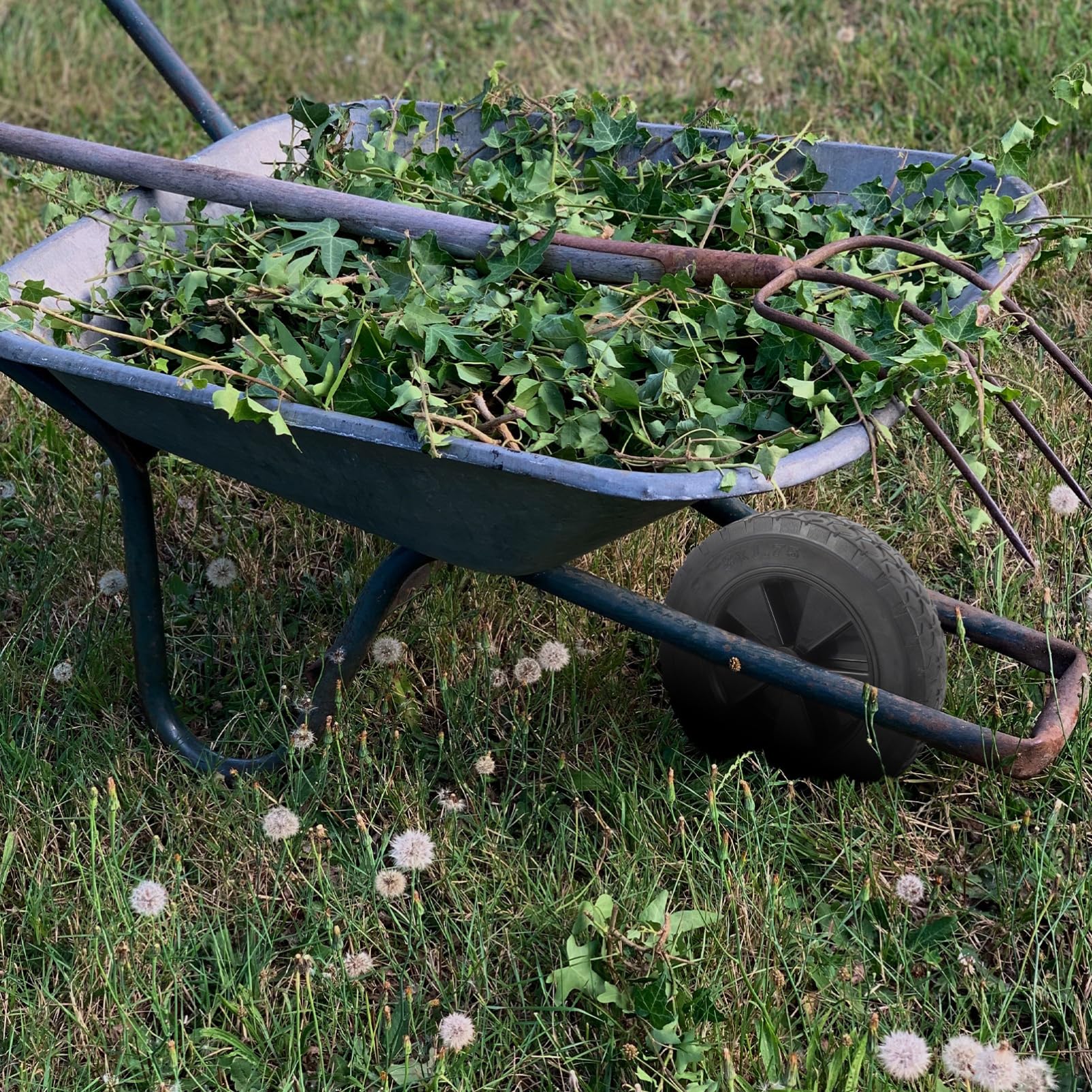 Ersatzrad für Gartenwagen aus Gummi, Schwarz, Einfach zu Montieren | Robustes Rollenrad für Gartenkarren und Gartentransport, Passend als Austauschrad für Schubwagen