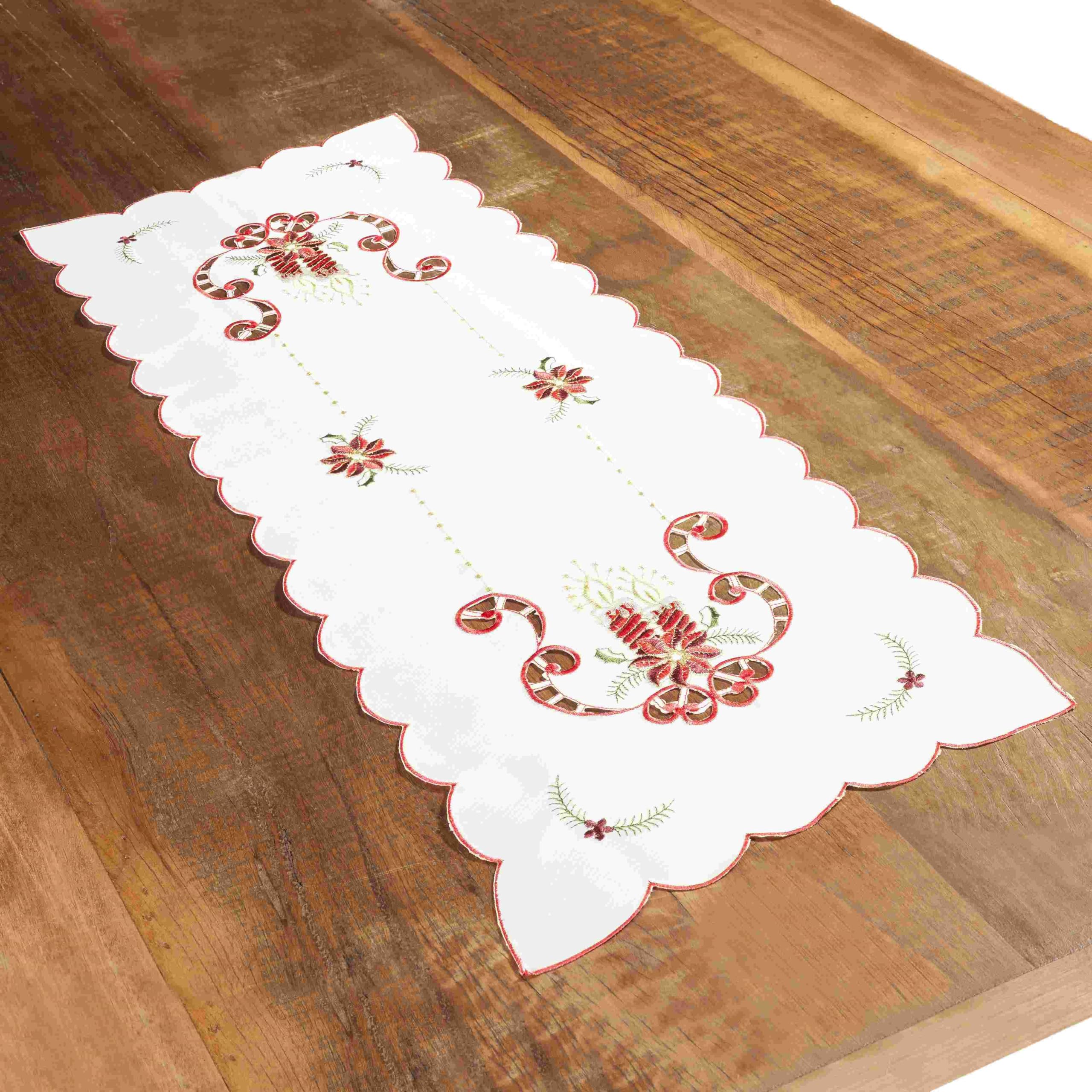 Caminho De Mesa Bordado Natalino Branco 33X87Cm Rafimex