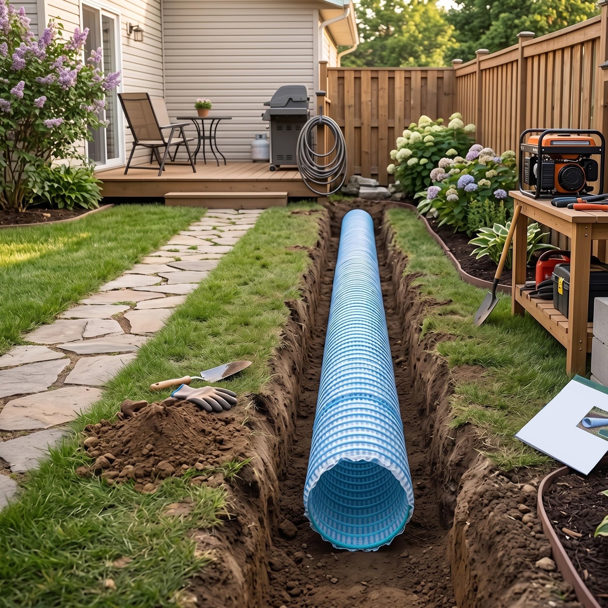 Soft Infiltration French Drain Pipe, Corrugated Perforated Drain Pipe, Dia 2/3/4 Inch Thick Perforated Drainage Pipes 10 30 59 79 ft Long, Flexible Underground Drainage Tube(9m(30ft),D 3in(8cm))