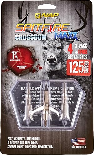 New Archery Products NAP Spitfire Maxx 125 X-Bow Tt - Paquete de 4