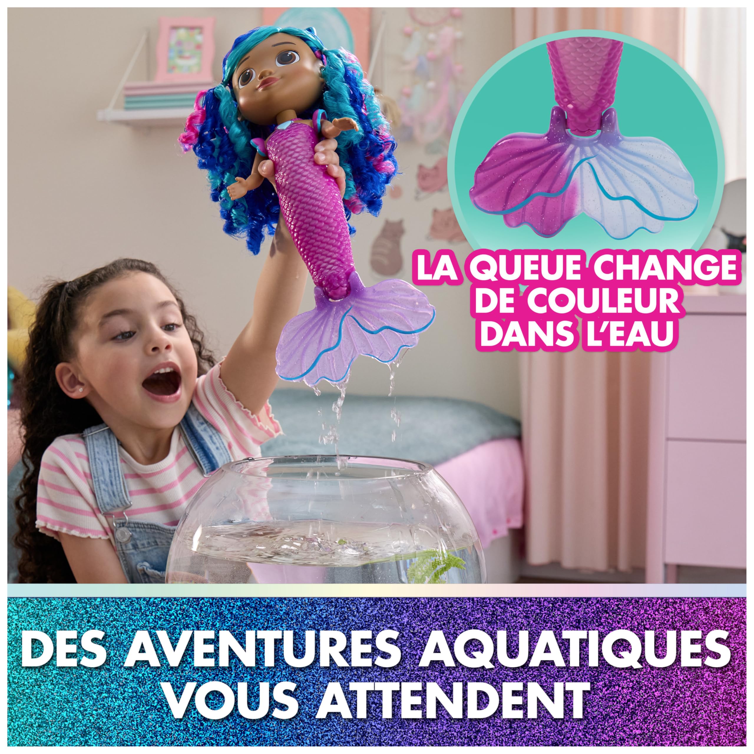 Gabby et la Maison Magique Le Film - Gabby Dollhouse - Poupée Sirène À Fonctions 35 Cm - 1 Figurine Et 2 Accessoires - Sons & Lumières - Dessin Animé Jouet Maison De Poupée - Jouet Enfant 3 Ans Et +