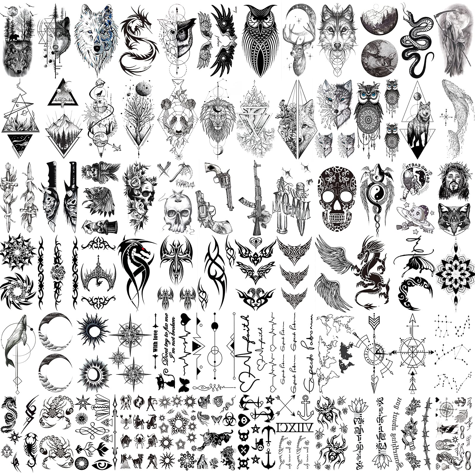 Hotoyannia 72 Sheets Tiny Temporary Tattoos Stickers, Fake Tattoos That