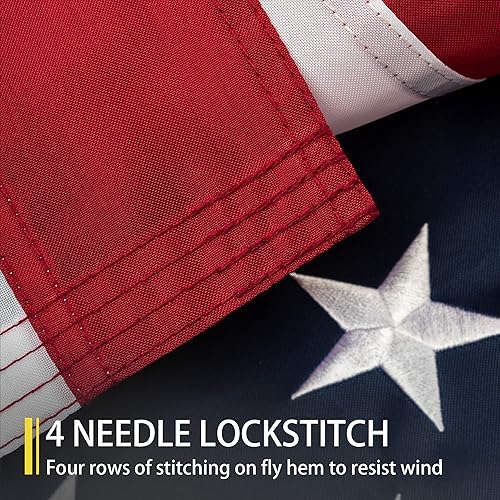 Miniatura 3 de Bandera estadounidense de 4 x 6 pies para exteriores, bandera de Estados Unidos resistente de viento alto, estrellas bordadas, rayas cosidas, ojales