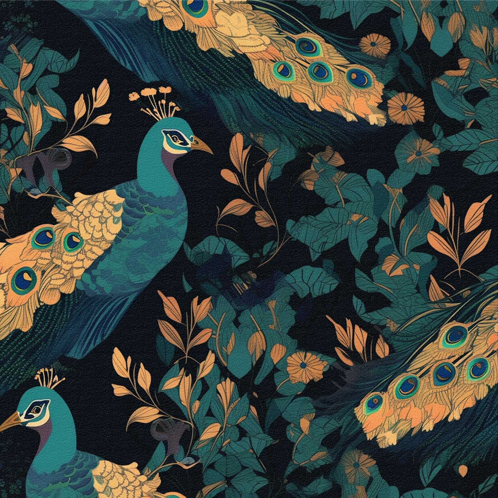 ANBILILA Self-Adhesive Wallpaper, Vintage Dark Blue Floral Peacock Peel and Stick Contact Paper, 44x500CM Exotic Botanical Pattern Removable Wallpaper Deco Film for Wall Sticker