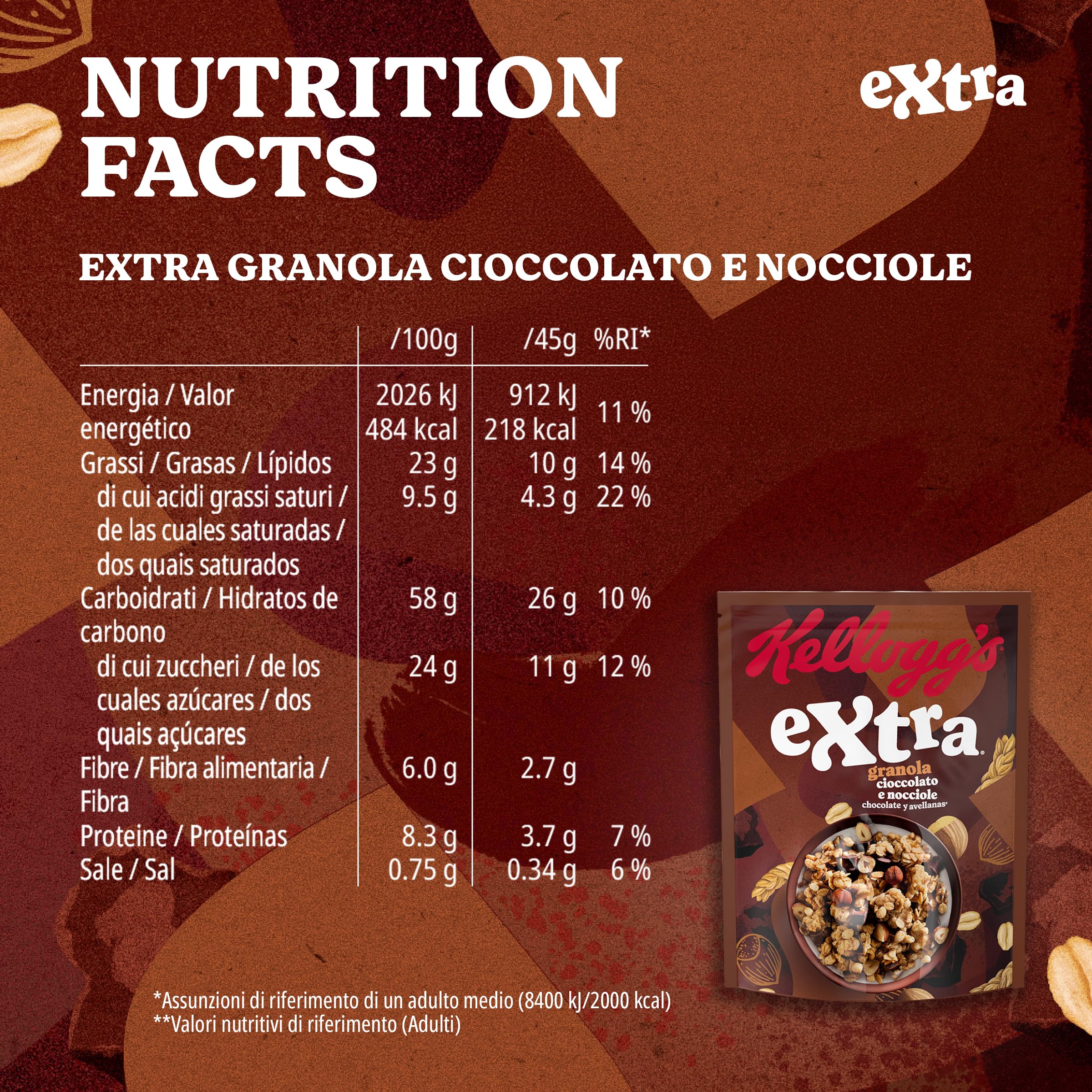 Cereales crujientes con chocolate y avellanas Kellogg's Extra caja 375 g