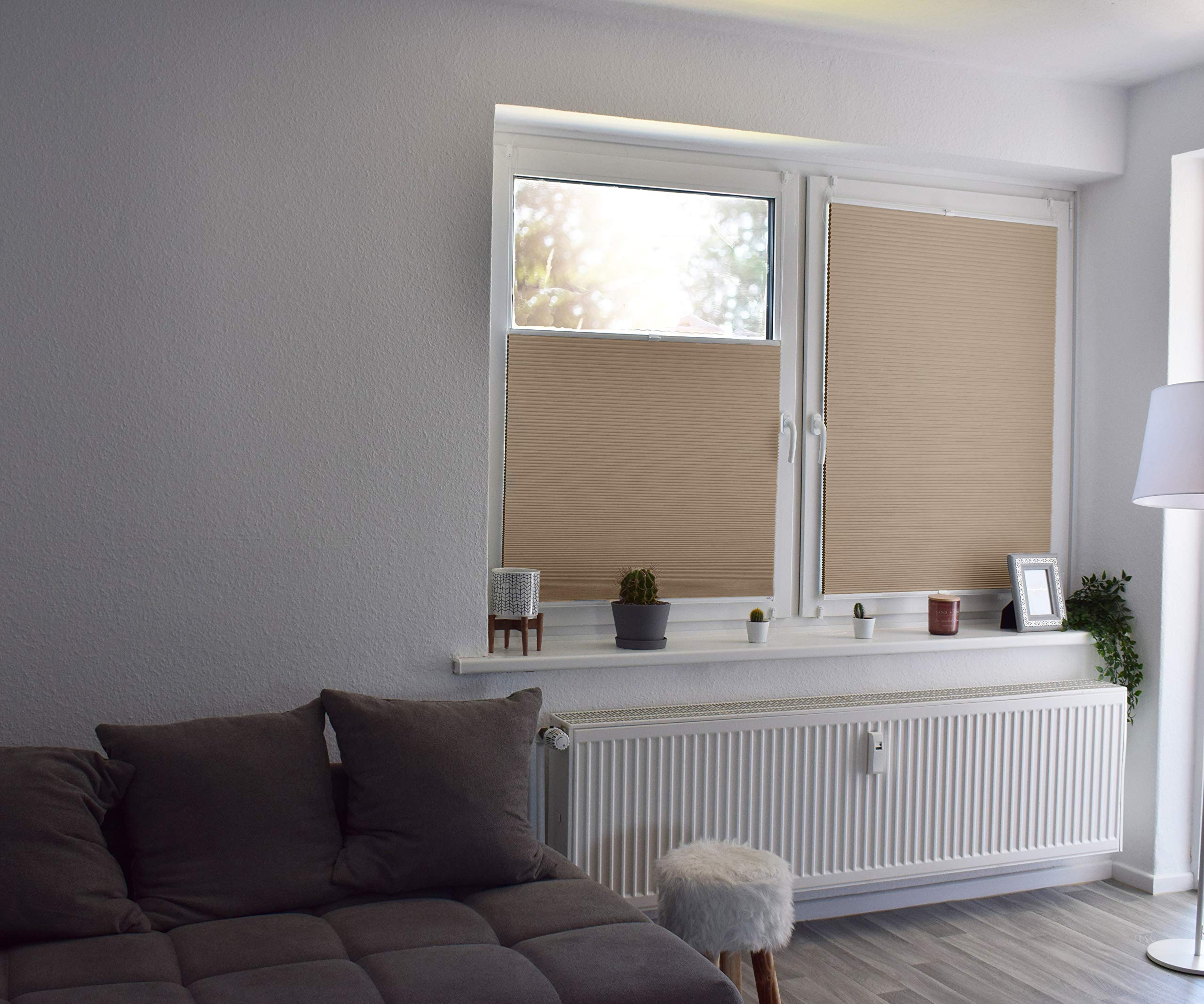 Image secondaire de Store Plissé Nid d'Abeille Occultant Crème 125x150 cm - Sunlines