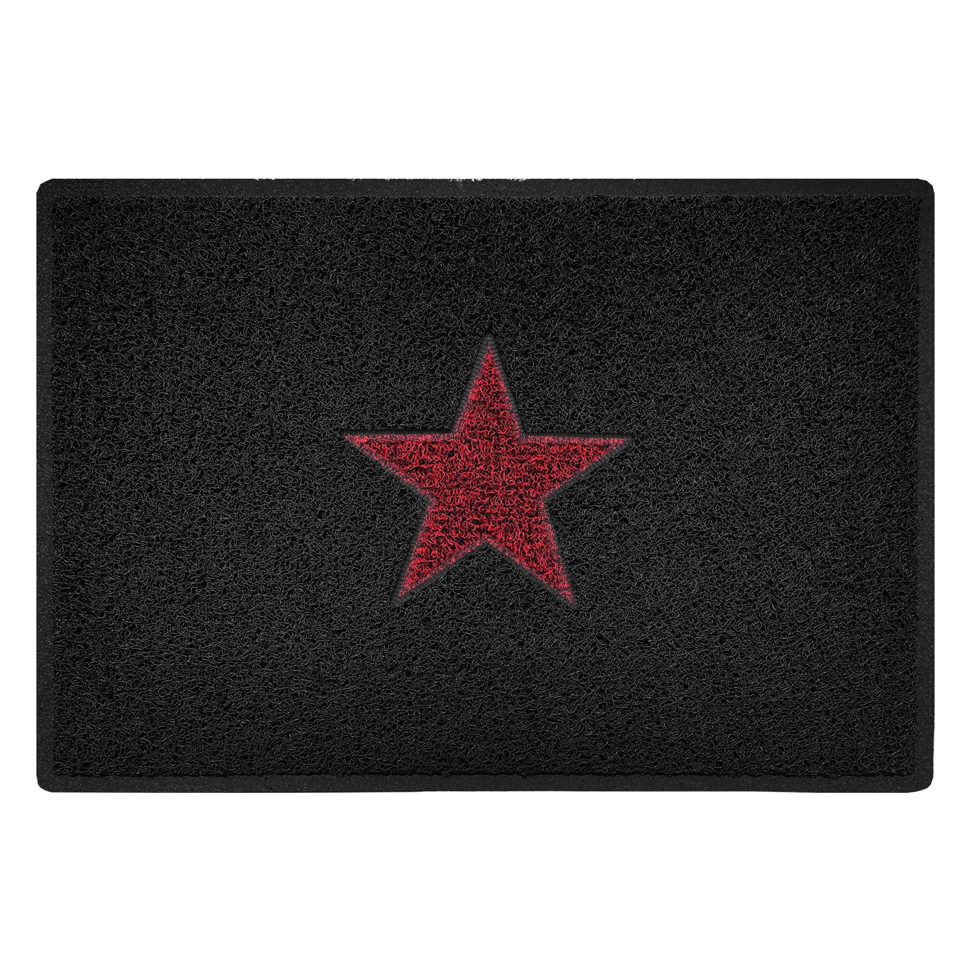 Nicoman STAR Door Mat｜Entrance Barrier Dirt-Trapper Floor Mat｜Patio Garden Conservatory Doormat｜Indoor Outdoor Matt｜Black with Red Star, Large 90x60cm/3x2ft