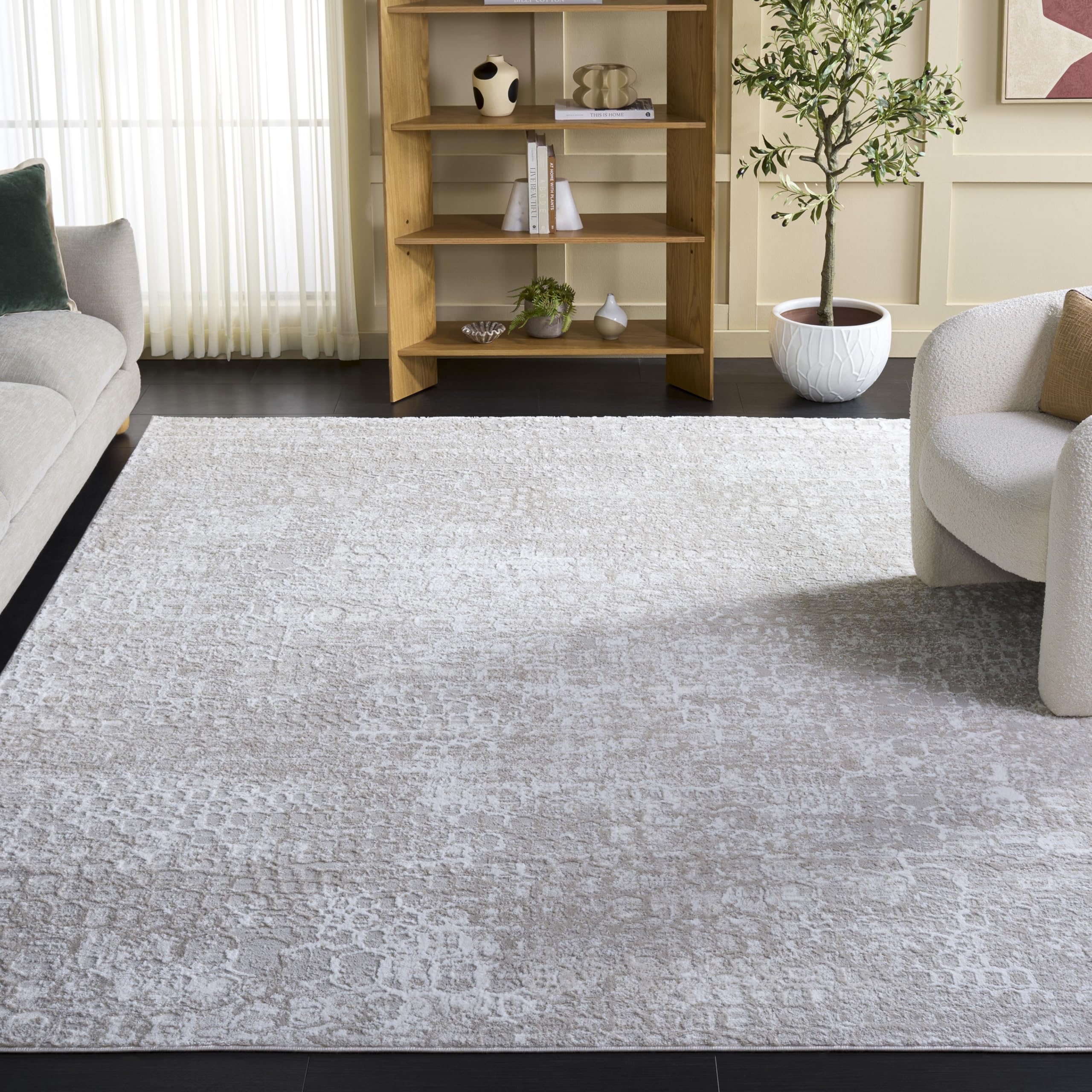 SAFAVIEH Carter Collection Area Rug - 9' x 12', Ivory & Taupe, Modern Design, Geometric Non-Shedding & Easy Care, Ideal for High Traffic Areas in the