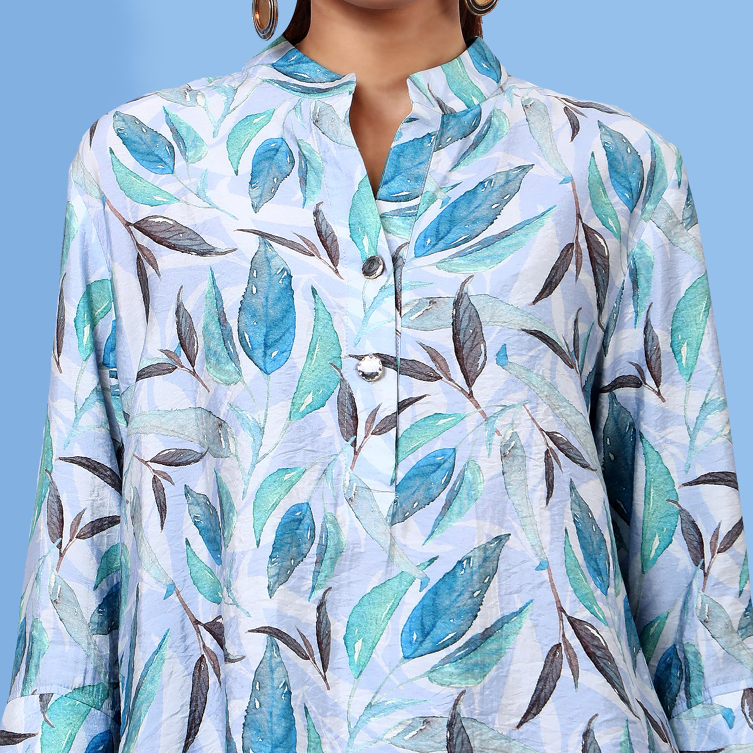 TAMISKA BY NARENDRA KUMAR Western Tops for Women | Regular Wear,Rayon Blend Material Printed Tops for Girls | Girls Summer Clothing Tops | Stylish Sleeve, Regular fit Tops (Blue_L) 3