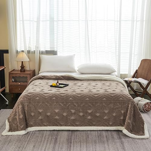 LEVINIS Boho Sherpa Fleece Blanket 80'' × 90'', Ultra Soft A