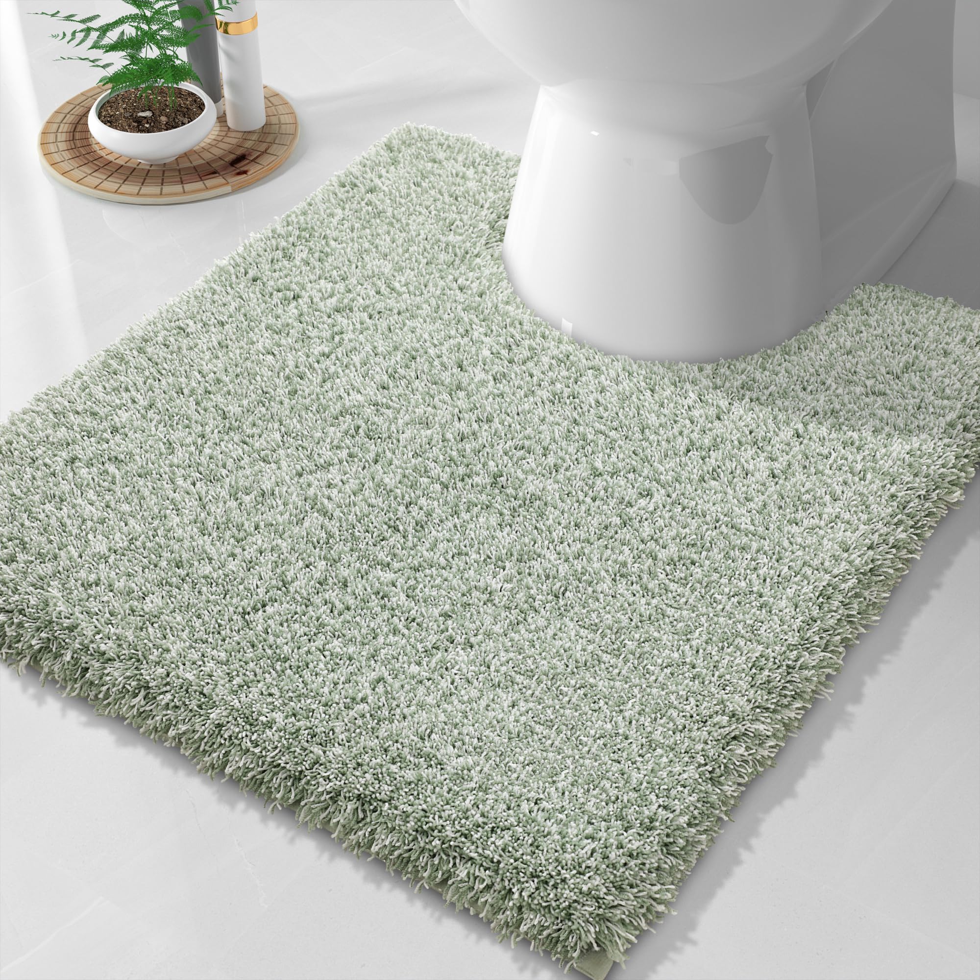 Yimobra Toilet Rugs U Shaped Washable 24X20, Ultra Soft and Water Absorbent Bath Mats