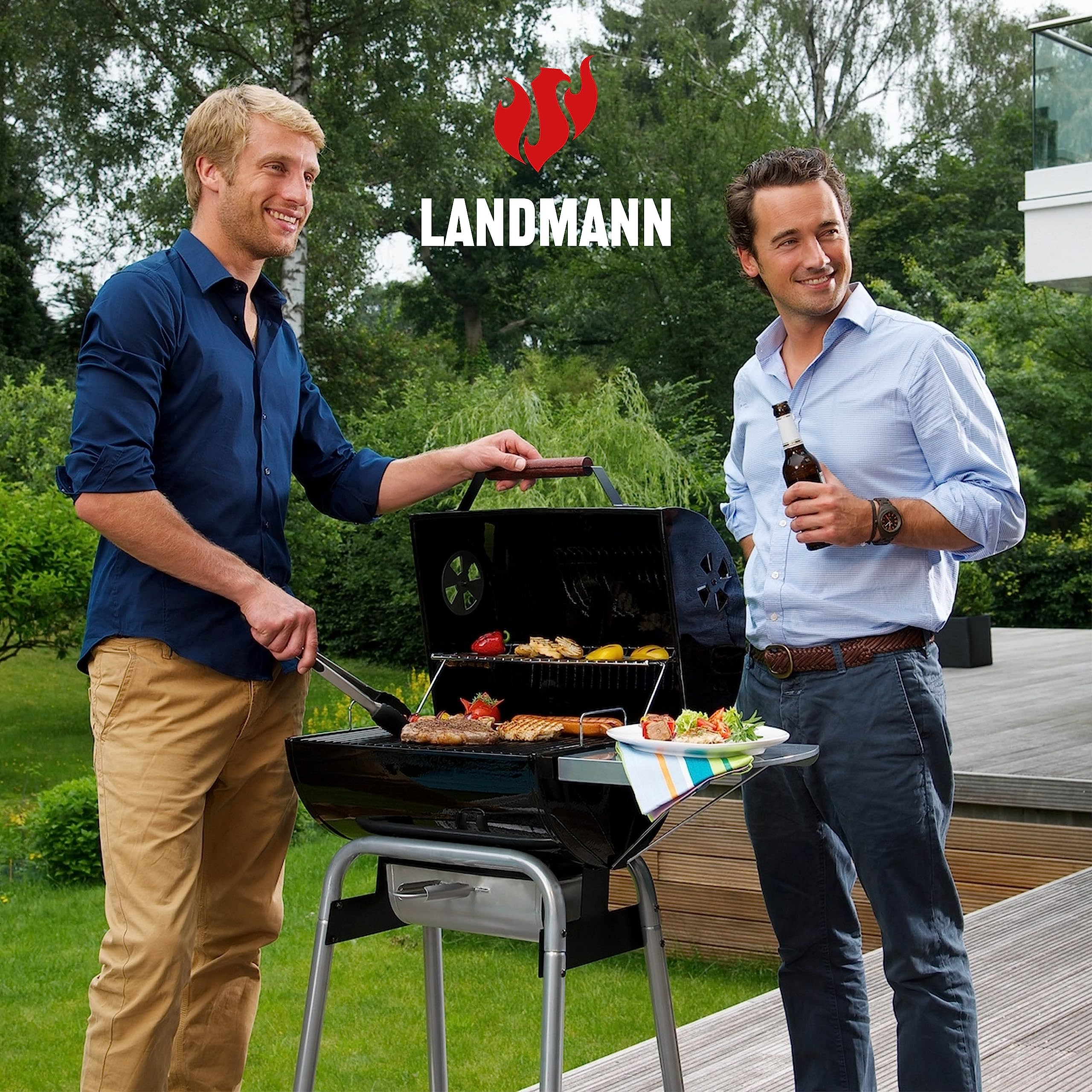Landmann Black Taurus 440 - Barbacoa-ahumador Americana, Color Negro