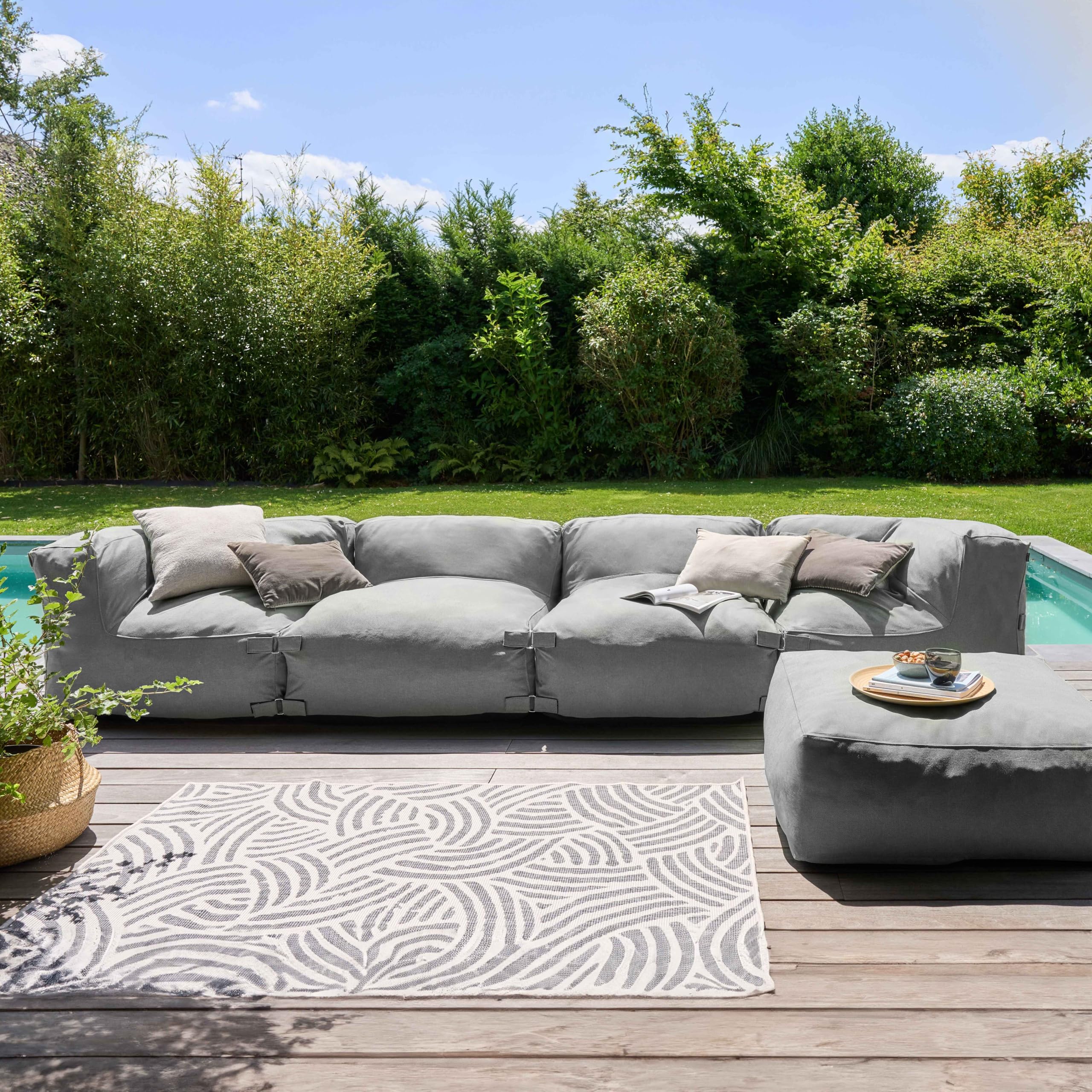 Oviala Pouf de Jardin pour canapé modulable Gris - Mixi