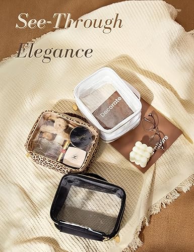 Miniatura 5 de Yarnic Bolsa de maquillaje de viaje transparente Bolsas de aseo portátil transparente Bolsa de cosméticos de dos compartimentos con asa Bolsa