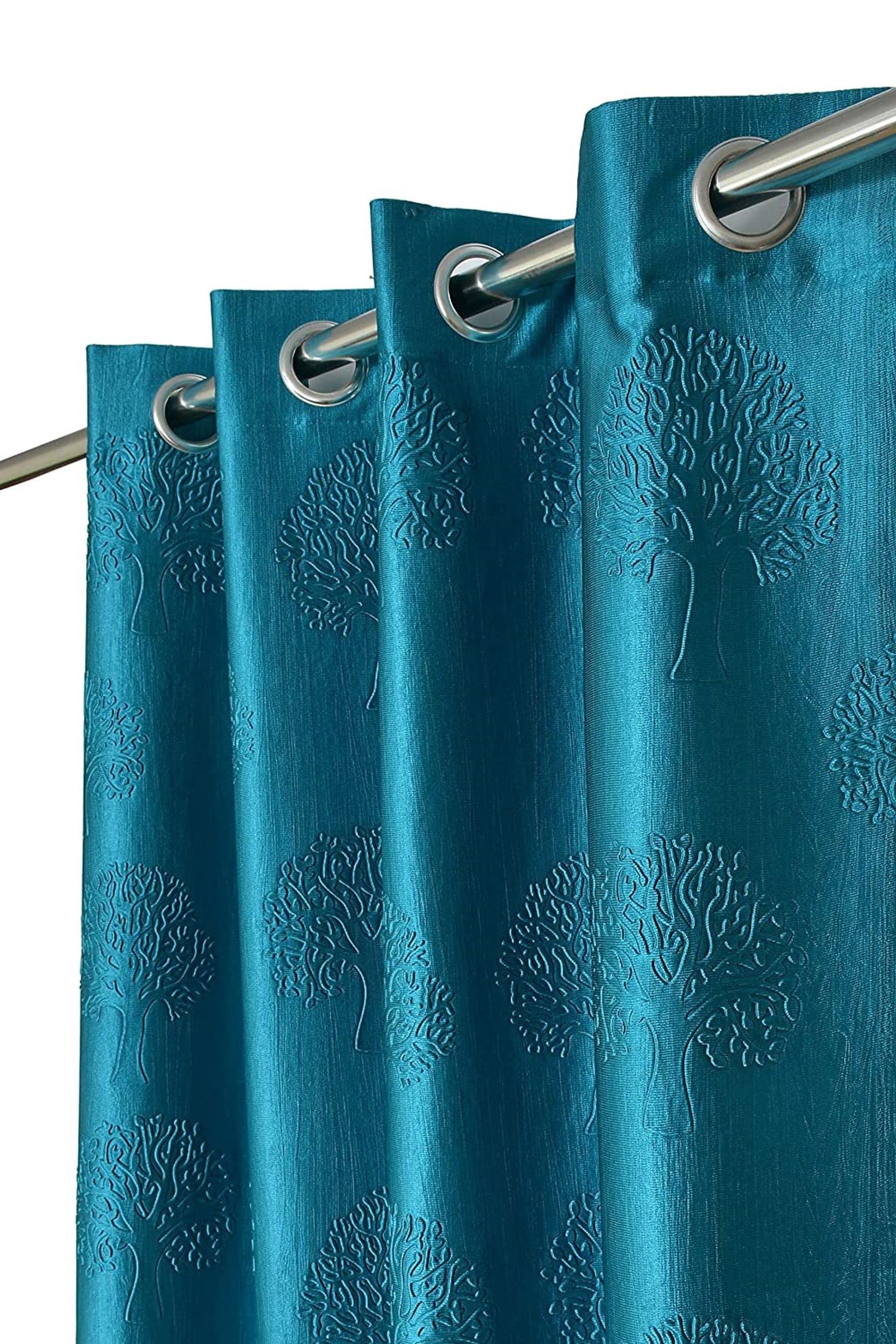 Kiara Creations Premium Tree Punching Semi-Sheer Curtains for Window- 5 Feet (Pack of 1) Aqua