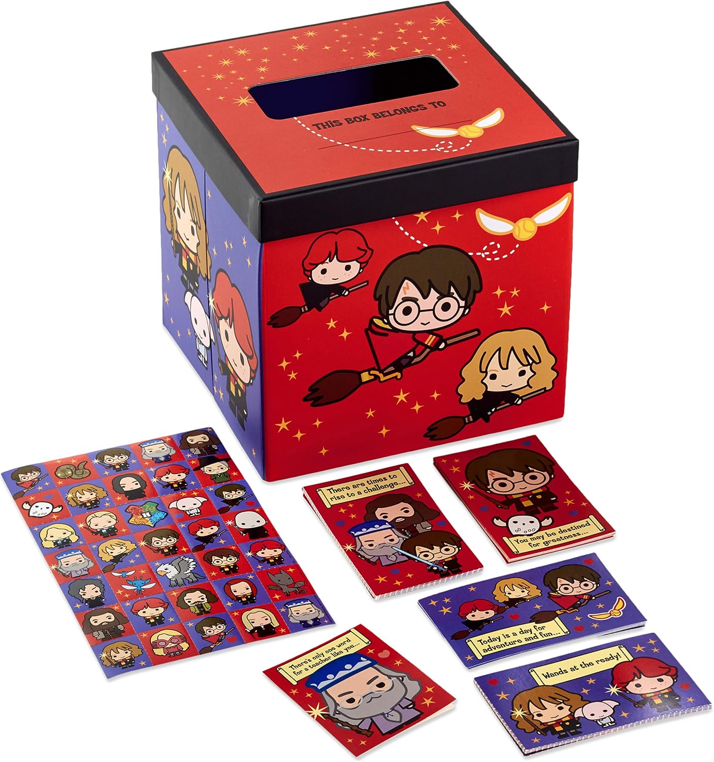 Amazon Com Hallmark Valentines Day Cards For Kids And Mailbox For Classroom Exchange Harry Potter 1 Box 32 Valentine Cards 35 Stickers 1 Teacher Card 5vbx2958 Office Products