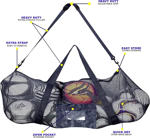 Athllete Extra-Large Heavy-Duty Soccer Ball Bag (34 X 24) with Shoulder Strap, Basketball Duffel Bag, Mesh Bags with Drawstrings, Heavy Duty Ball Bag, Ball Bags, Dive Bag, Sports Equipment Bag