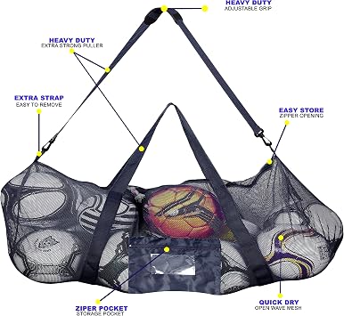 Athllete Extra-Large Heavy-Duty Soccer Ball Bag (34 X 24) with Shoulder Strap, Basketball Duffel Bag, Mesh Bags with Drawstrings, Heavy Duty Ball Bag, Ball Bags, Dive Bag, Sports Equipment Bag
