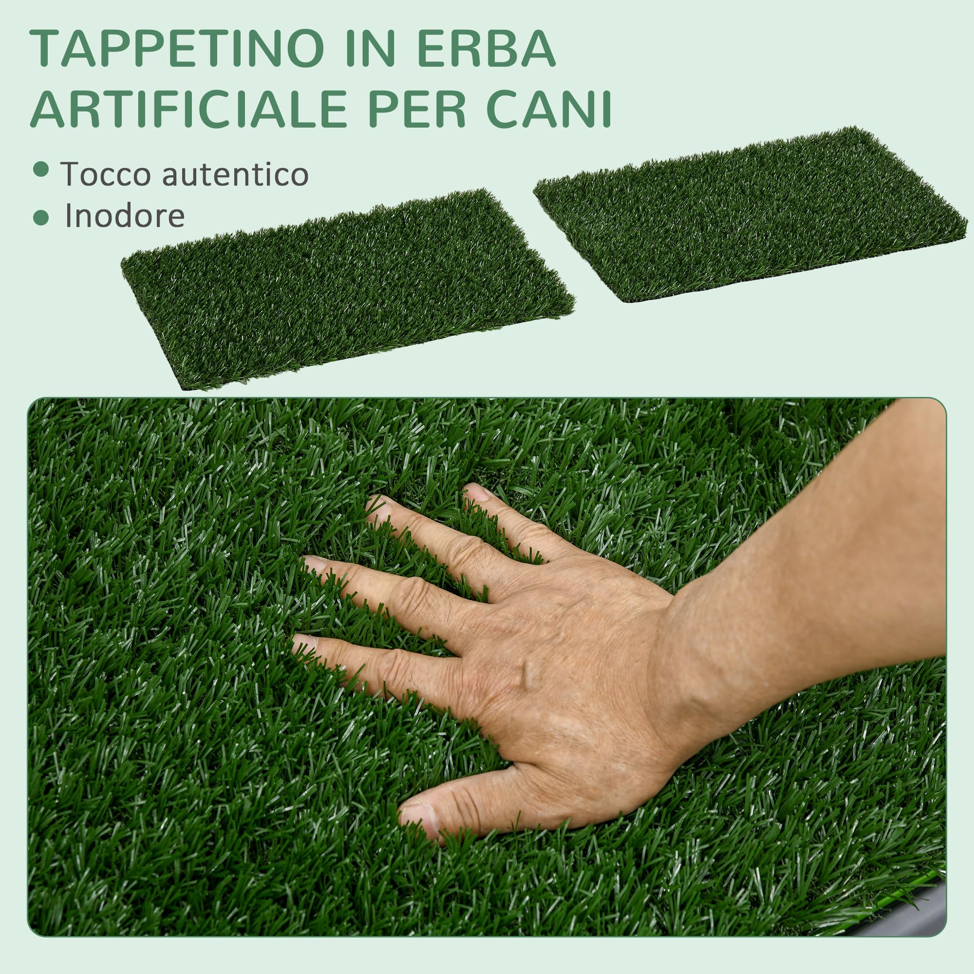 PawHut Toilette per Cani con Prato Sintetico e Erba di Ricambio, Lettiera per Cani e Cuccioli con Vassoio Inferiore per Interno ed Esterno, 67x41cm