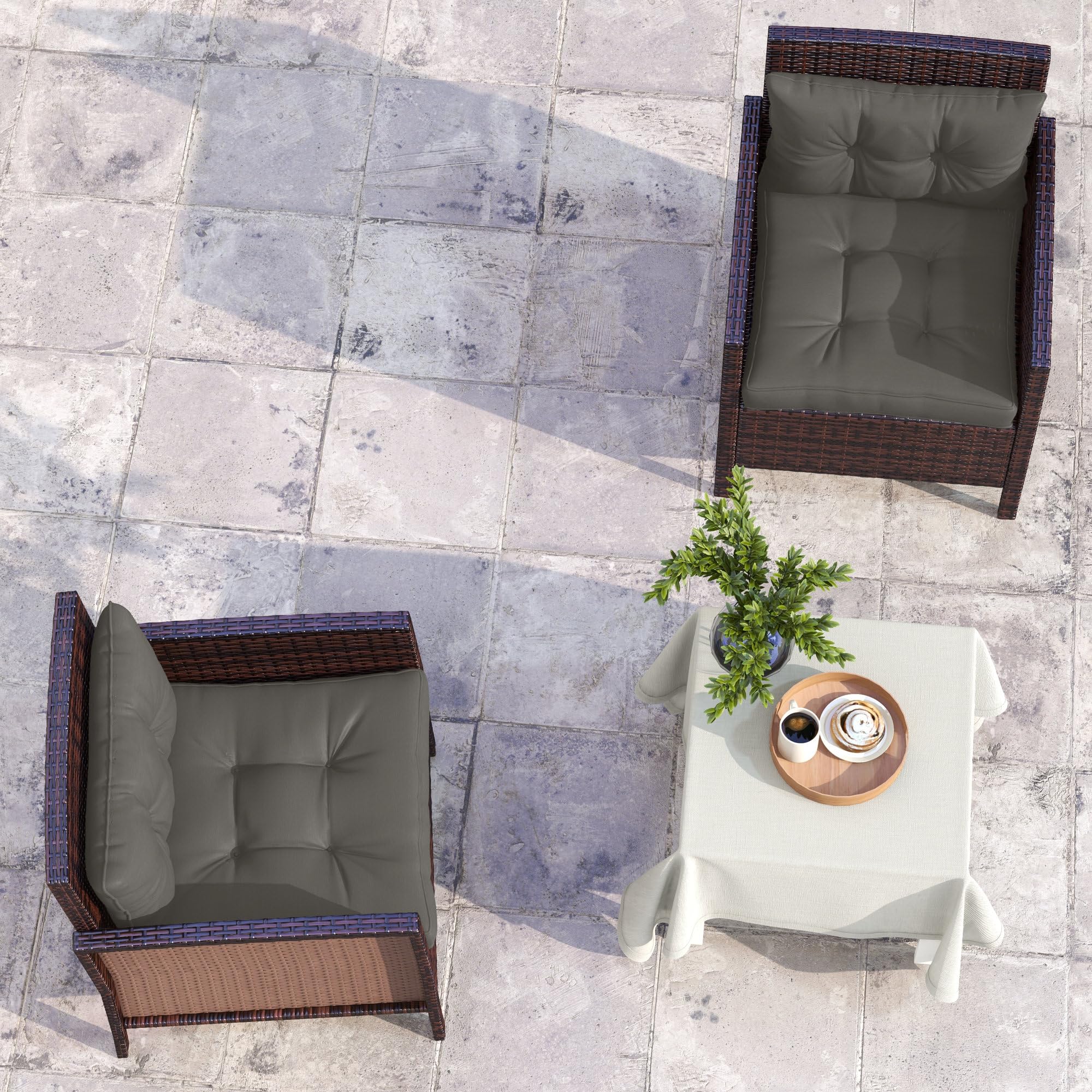 Outsunny Ensemble de Coussins pour Salon de Jardin 2 Places, 4 pièces, avec 2 Coussins d'assise et 2 Coussins de Dossier, Style capitonné, Polyester, épaisseur 10 cm, Gris Anthracite