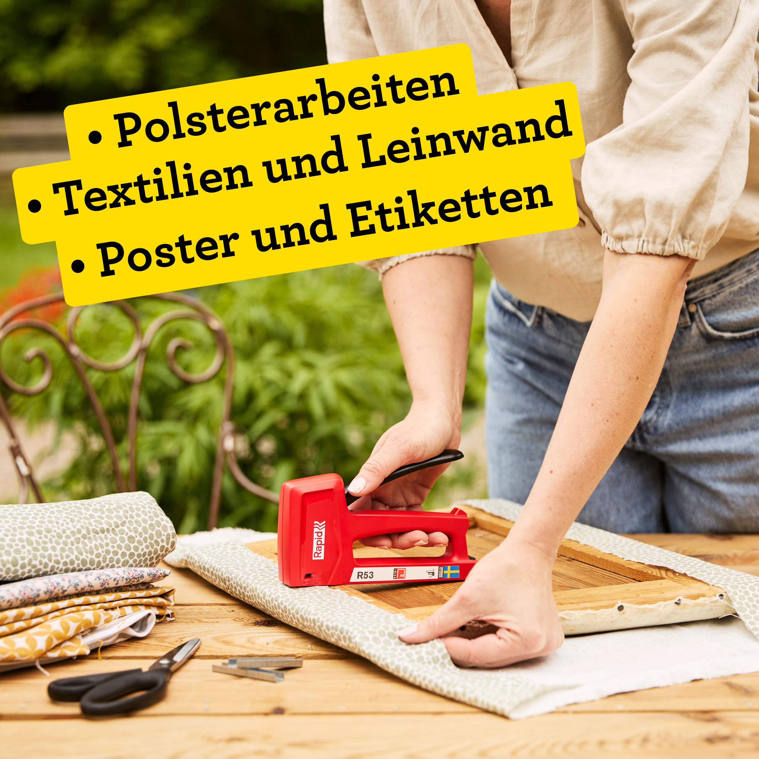Rapid Handtacker R53 - ideal zum Tackern von Holz und zum Polstern - mit ergonomischem Griff und allen inneren Verschleißteilen aus Stahl - für Klammern Typ 53 - Made in Sweden