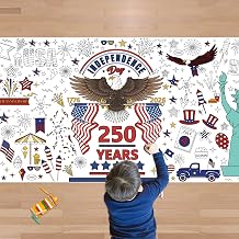 OHOME 4th of July Giant Coloring Poster/Tablecloth - 250th Anniversary Decorations | Kids Gifts Crafts Games Toys Activities Party Decor for Classroom School | 250th Anniversary Merchandise