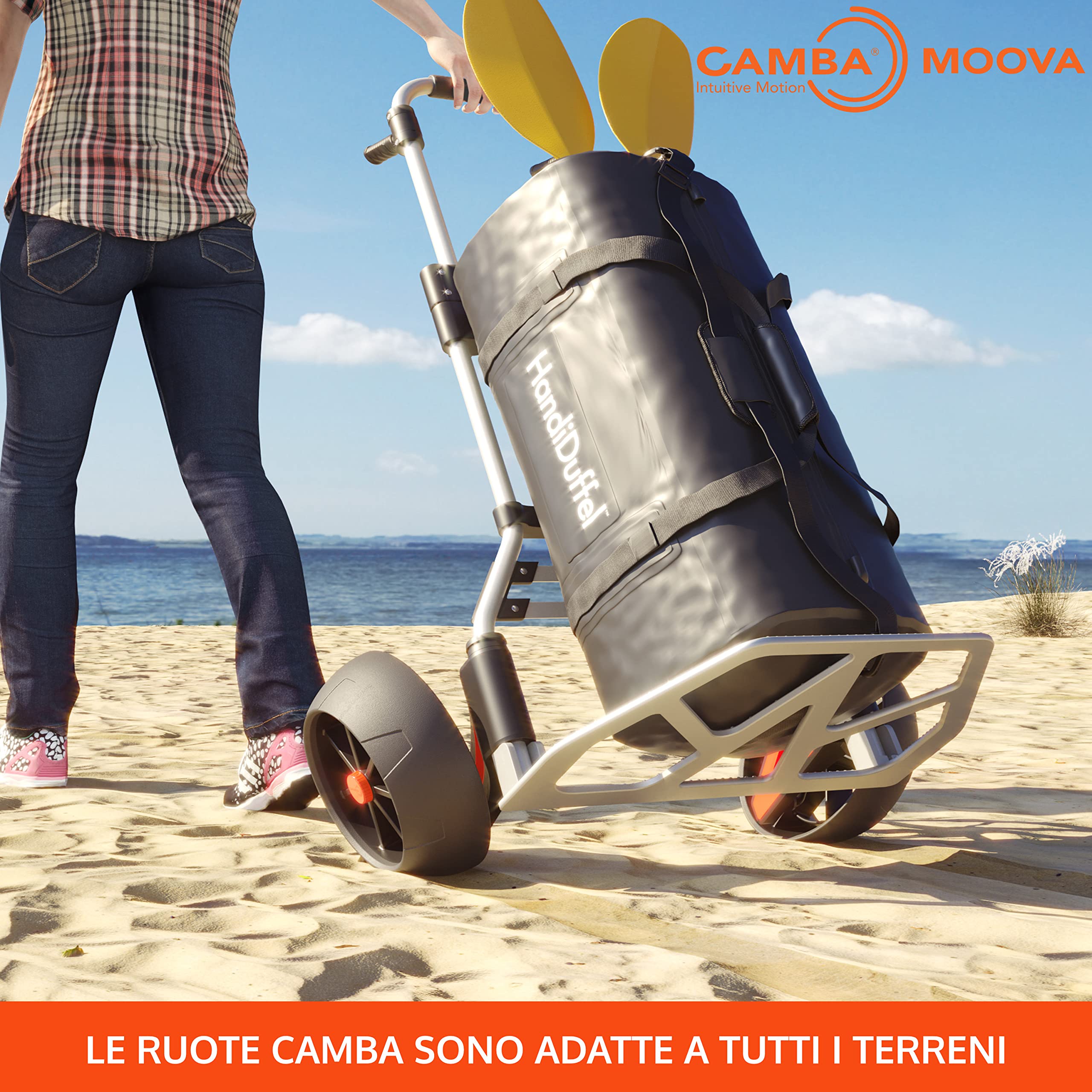 CAMBA Moova Carrello a Mano; Carrello da Trasporto Pieghevole e Carrellino in Alluminio; Tecnologia delle Ruote per Salire le Scale; Capacità di Carico di 100Kg per Uso Intensivo