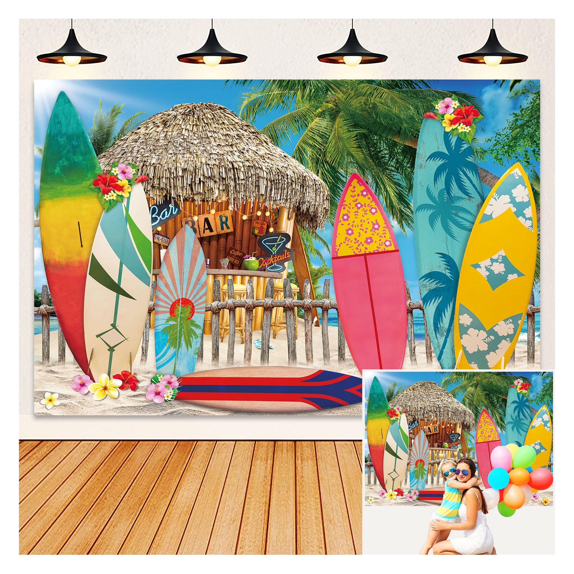 Amazon.com : HEARKEN 7x5ft Surfboard Beach Bar Backdrop Tropical