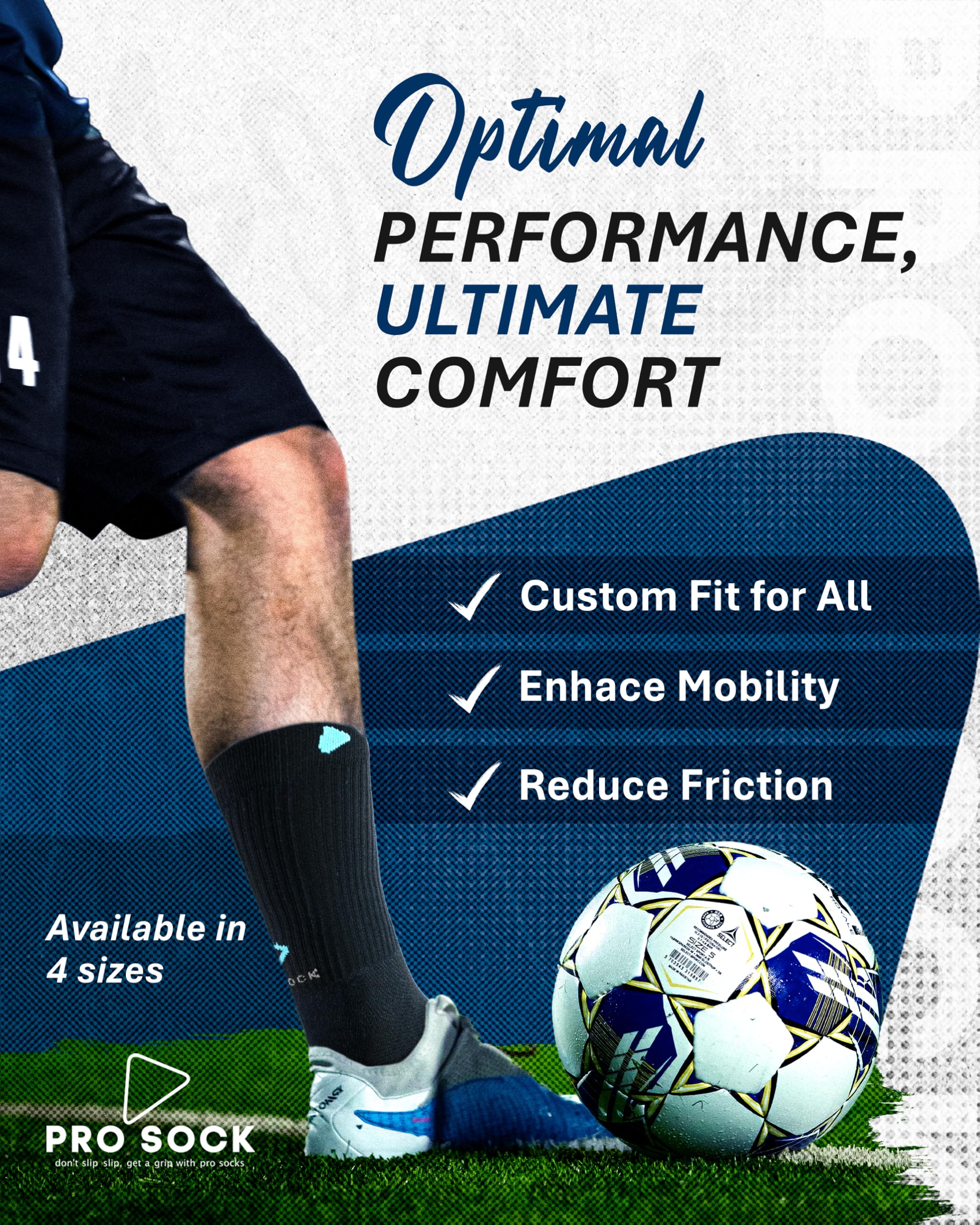 Premium Grip Socken Fussball 2/4/6-Pack, 4 Größen - Football Grip Socks & Gripsocken mit perfekter Passform, rutschfeste Fußballsocken Kinder & Erwachsene, rutschfeste Socken Damen und Herren