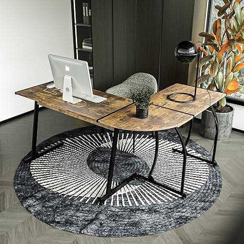 Miniatura 6 de ZENY Escritorio esquinero para computadora de juegos en forma de L de 58 pulgadas, mesa reversible para oficina en casa, estación de trabajo de PC,