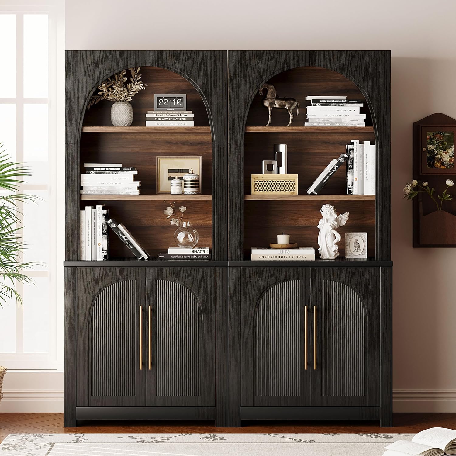 Amazon.com: Merax Tall Arched Bookcase Suite with Cabinet Doors, Modern ...