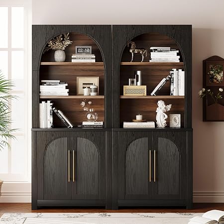 Amazon.com: Merax Tall Arched Bookcase Suite with Cabinet Doors, Modern ...